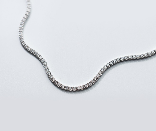 925 Sterling Silver 2mm CZ Tennis Necklace
